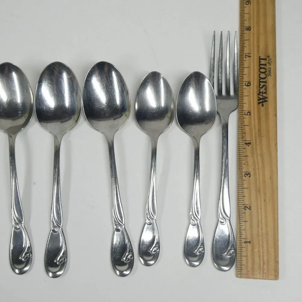 Oneida Calla Lily Stainless Flatware Lot 7pc Spoons Fork